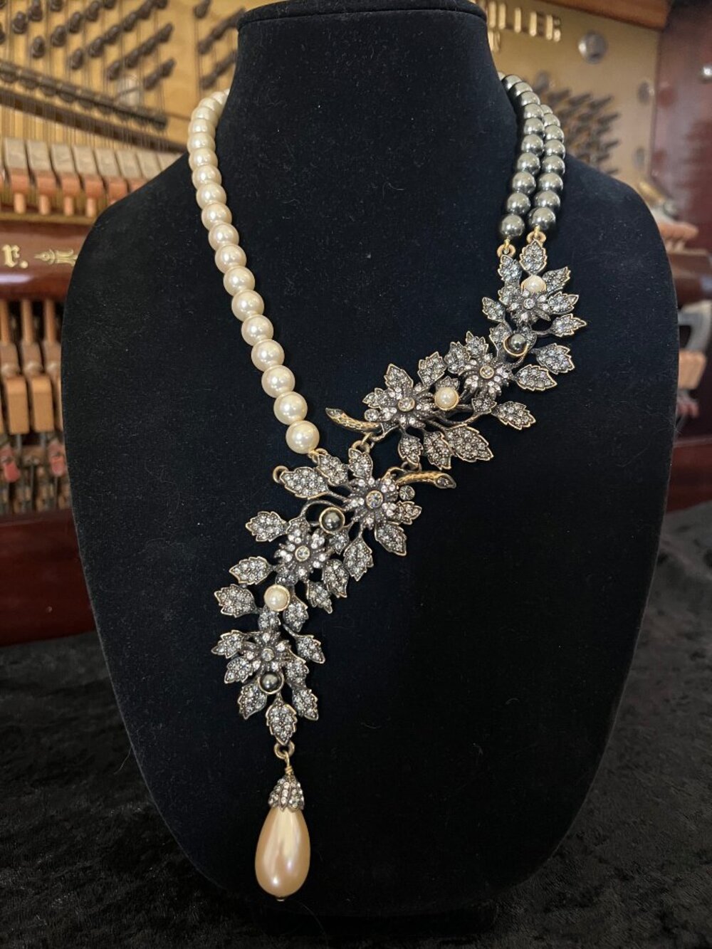 Heidi Daus Faux Pearl Statement Necklace Teardrop